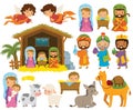 Nativity Scene Clipart Set with Cute Cartoons