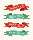 Set of Hand Drawn Merry Christmas Vintage Ribbons Royalty Free Stock Photo