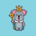 Cute koala king. Cute animal cartoon illustration.