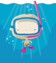 Cute little diver in mask Royalty Free Stock Photo