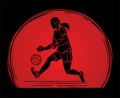 Gaelic Football Player Action Cartoon Sport Graphic Vector