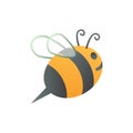 Single cute bee is flying. simple bee cartoon character.