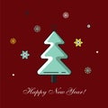 Christmas tree with a beautiful inscription - Merry Christmas and Happy New Year