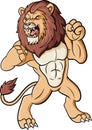 Cartoon angry lion mascot on white background Royalty Free Stock Photo