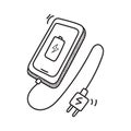 Charge phone vector illustration in doodle drawing style