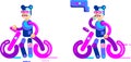 Fancy cyclist abstract cartoon character