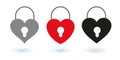 Illustration, icon, symbol, heart shape, with three keyholes
