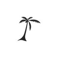 Simple silhouette coconut tree vector illustration in black color. Royalty Free Stock Photo