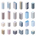 Isometric buildings vector set isolated on white background