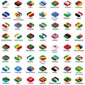 All african countries flags in isometric top view design Royalty Free Stock Photo