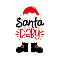 Santa Baby - Santa hat and boots with stars. Royalty Free Stock Photo