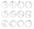 3d Earth Globe Animate Spinning Vector Illustration Black and White Royalty Free Stock Photo