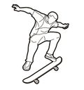 Skateboard Player Extreme Sport Skateboarder Action Cartoon Graphic Vector Royalty Free Stock Photo