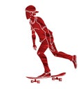 Skateboard Player Extreme Sport Skateboarder Action Cartoon Graphic Vector Royalty Free Stock Photo