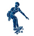 Skateboard Player Extreme Sport Skateboarder Action Cartoon Graphic Vector Royalty Free Stock Photo