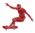 Skateboard Player Extreme Sport Skateboarder Action Cartoon Graphic Vector Royalty Free Stock Photo