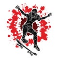 Skateboard Player Extreme Sport Skateboarder Action Cartoon Graphic Vector Royalty Free Stock Photo