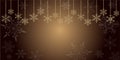 Christmas brown background with gold snowflakes of different shapes and sizes Royalty Free Stock Photo