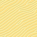 Beach yellow sand, waves background in top view. Sandy dunes rippling waves pattern. Vector Royalty Free Stock Photo