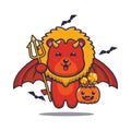 Cute devil lion in halloween day