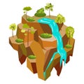 Waterfall Island Game Level Vector Illustration