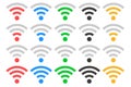 Stylish round Blue Wi-Fi icon. Wireless Internet Connection Signal Icon Variations