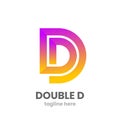 Double D logo design template. Abstract letter D. Modern vector emblem.