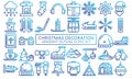 Christmas decoration gradient outline icons set Royalty Free Stock Photo