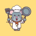 Cute cartoon illustration of mouse chef Royalty Free Stock Photo