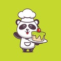 Cute panda chef with cake