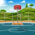 Basketball court in the middle of nature landscape
