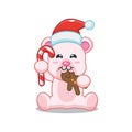 Cute polar bear eating christmas cookies and candy Royalty Free Stock Photo