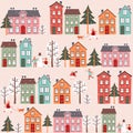 Winter city pattern Royalty Free Stock Photo