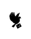 Dove letter carrier silhouette, vector