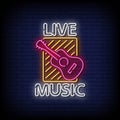 Live Music Neon Signs Style Text Vector Royalty Free Stock Photo