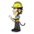 Monkey contructions worker cartoon character design illustration