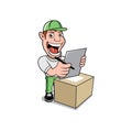 Funny delivery worker smiling design illustration