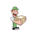 Funny delivery worker smiling design illustration