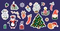 Christmas winter stickers collection with seasonal winter design Royalty Free Stock Photo