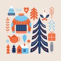 Cozy Christmas set. Set of christmas graphic elements.