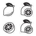 Set of lemon icons with black color