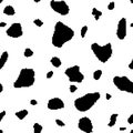 Seamless black and white digital cow pattern. Pixel spots dalmatian texture. Vector Royalty Free Stock Photo