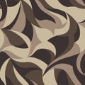 Camo curly waves abstract background. Fashionable camouflage seamless vector. Stylized abstract petals pattern