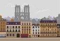 Paris. Notre Dame de Paris. Sunny day. Vector. Royalty Free Stock Photo