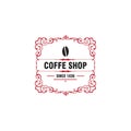 about coffe shop pink and gray graphic creative badge and logo