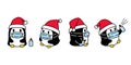 Penguin vector icon christmas santa claus hat covid-19 face mask bird logo cartoon character alcohol illustration symbol graphic d
