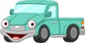 Cartoon funny green car pickup mascot Royalty Free Stock Photo