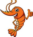 Cute shrimp cartoon giving thumb up Royalty Free Stock Photo