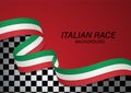 racing flag with italian flag color ribbon