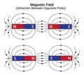 Attraction between opposite poles of Magnet